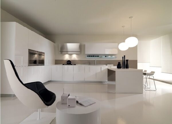 White glossy painting lacquer kitchen cabinet